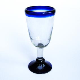  / Cobalt Blue Rim 8 oz Tapered Wine Goblets 